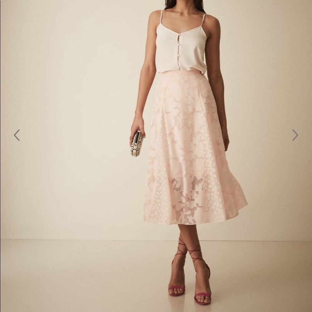 CHLOE-BURNOUT FLORAL MIDI SKIRT PINK